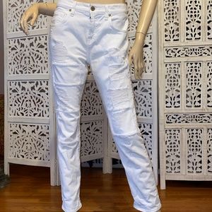 7 Seven For All Mankind baggy destroyed white jeans 25 , or 26 27 regular